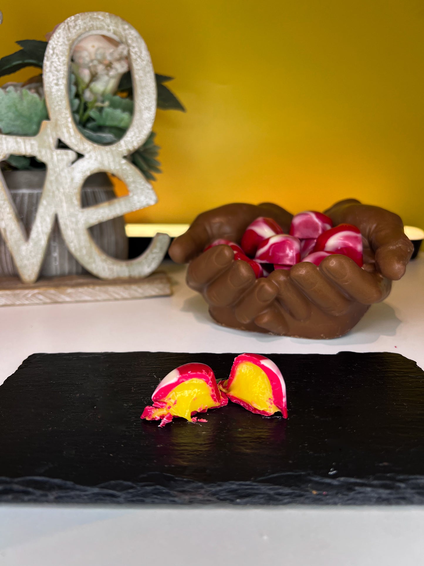 Chocolate Hands with Heart Bonbons