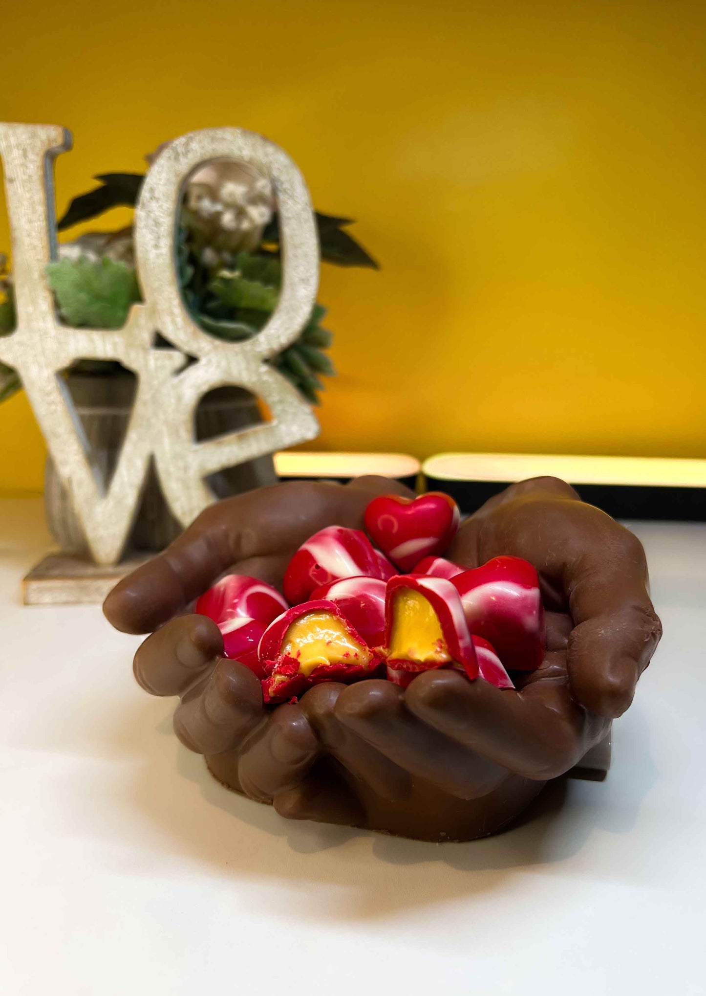 Chocolate Hands with Heart Bonbons