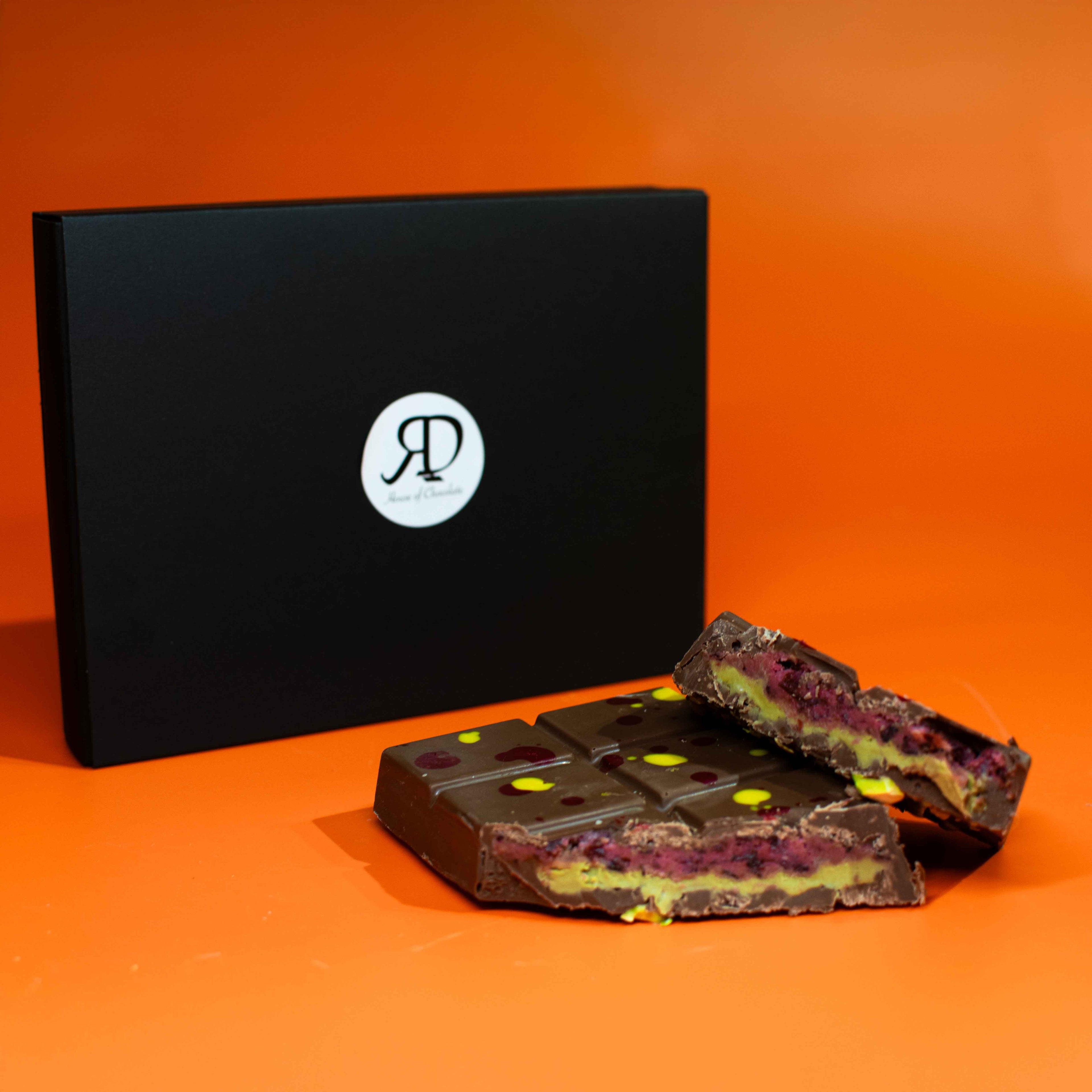 Rossetta: Roses and Pistachio Filled Chocolate Bar