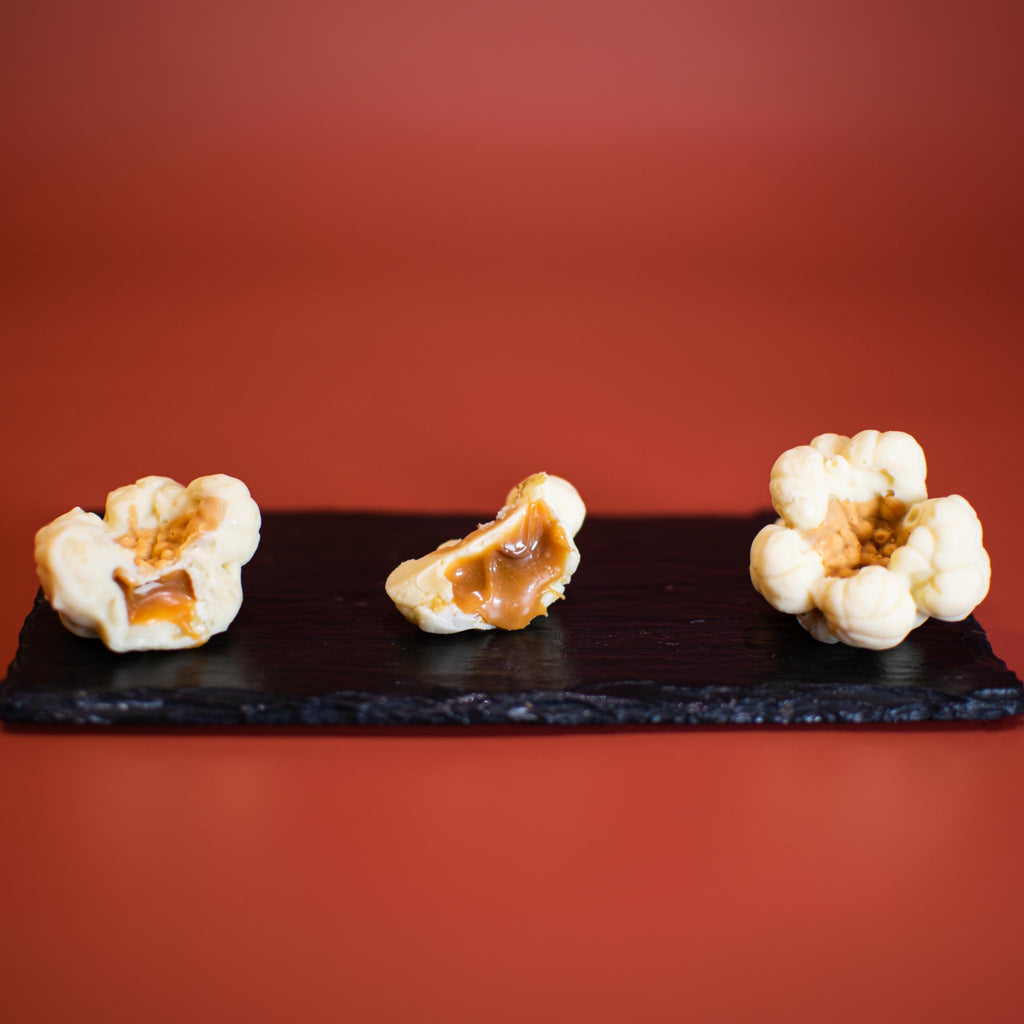 Belgian White Chocolate Popcorn with Salted Caramel, Box of 12