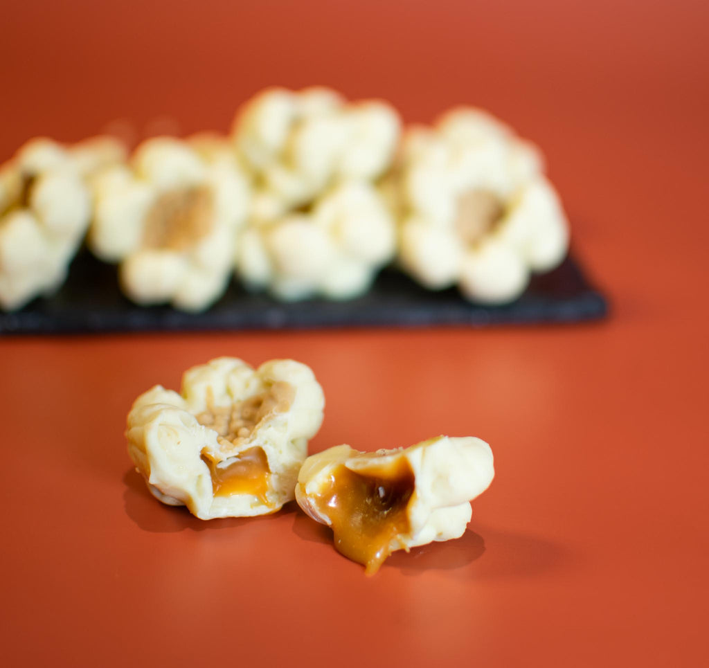 Belgian White Chocolate Popcorn with Salted Caramel, Box of 12