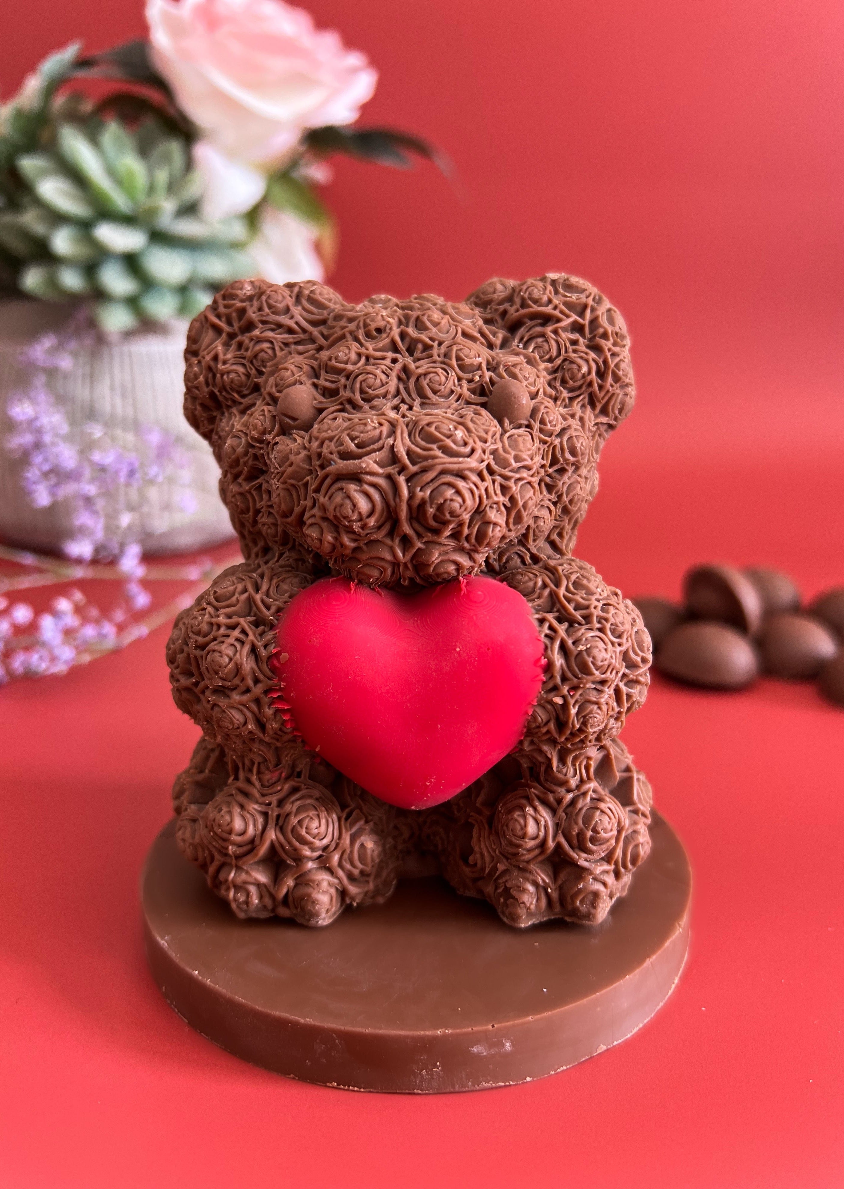 Rose Love Special Edition Belgian Milk Chocolate Bear RD House of Chocolate