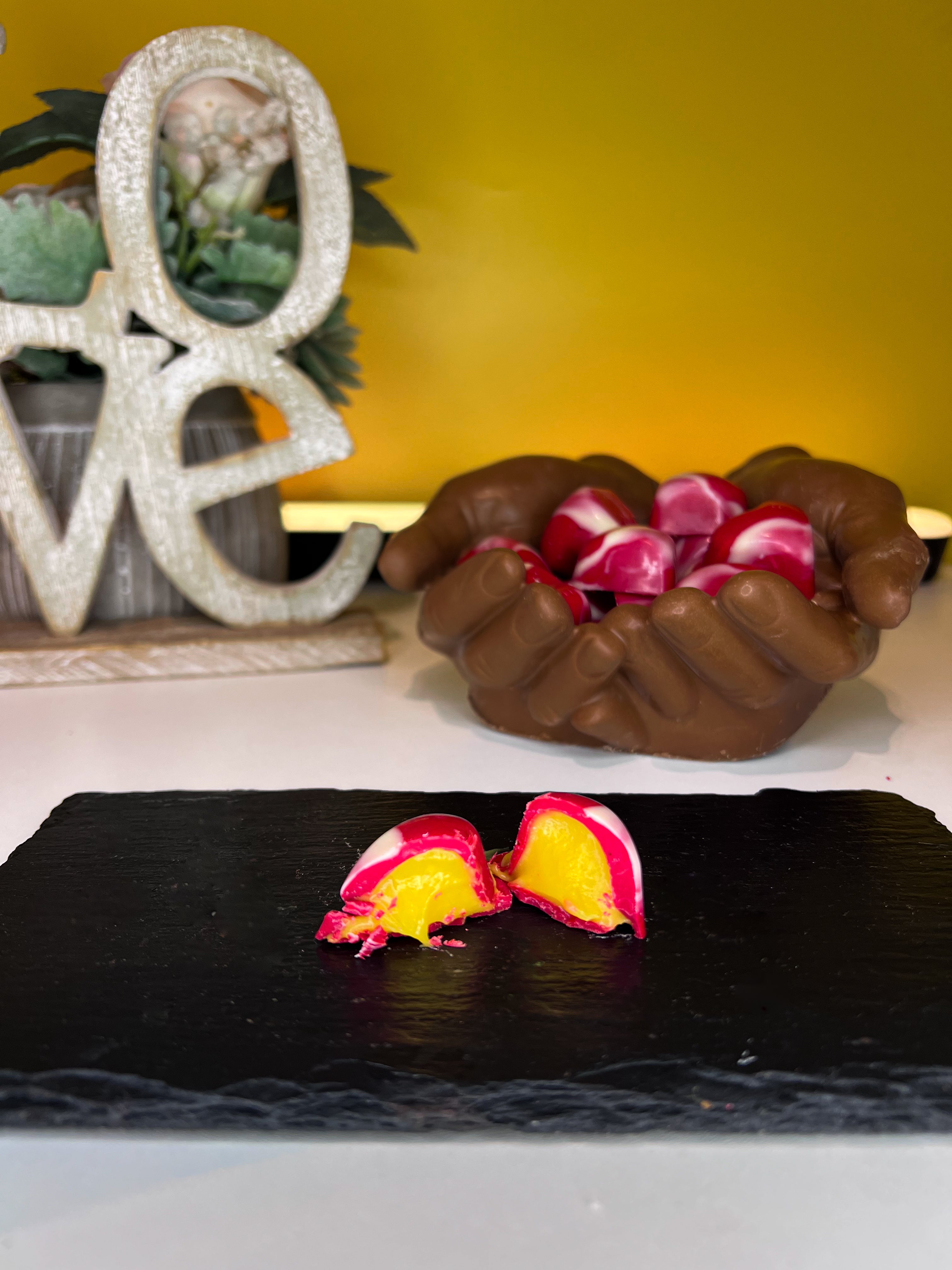 Chocolate Hands with Heart Bonbons